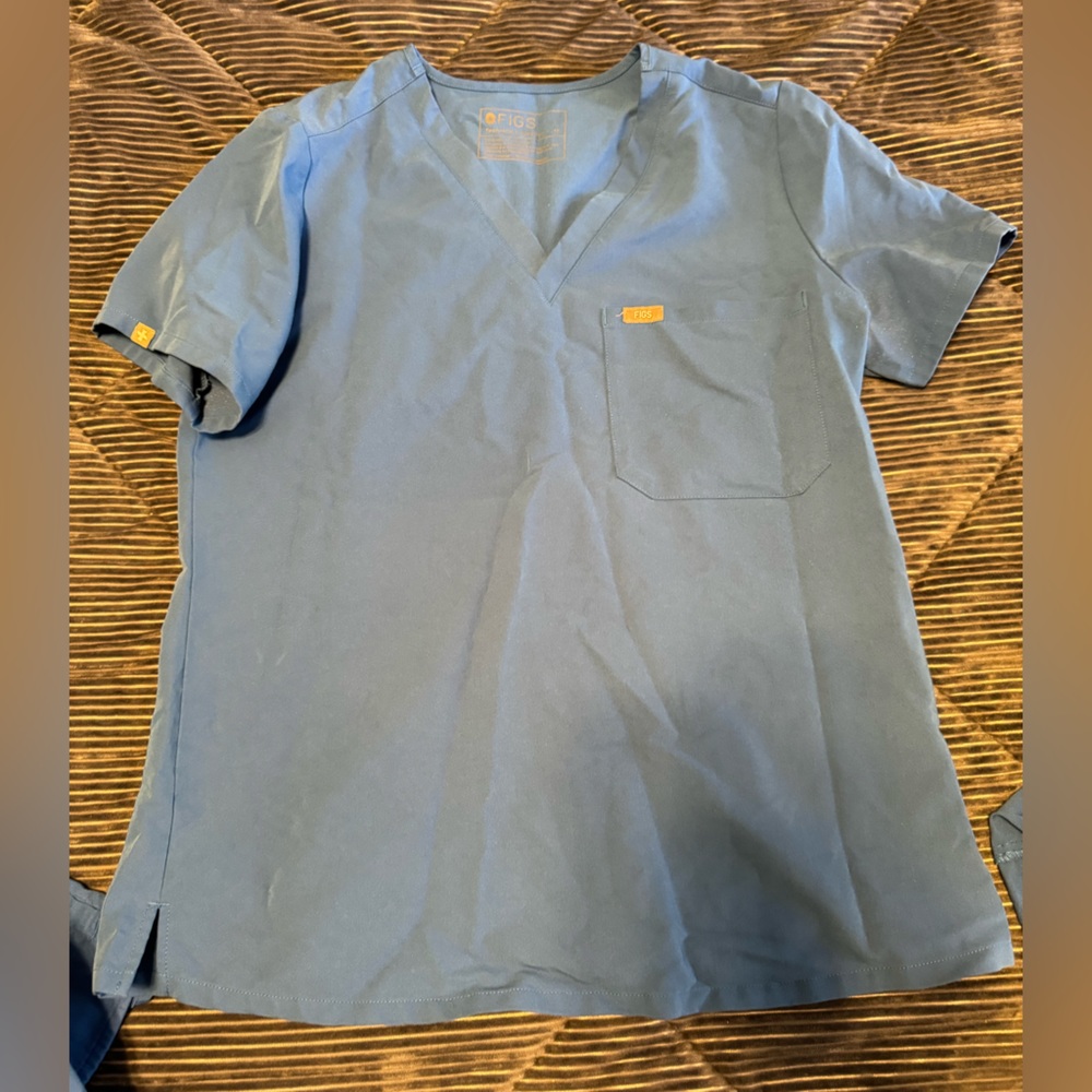 Figs royal blue scrub top